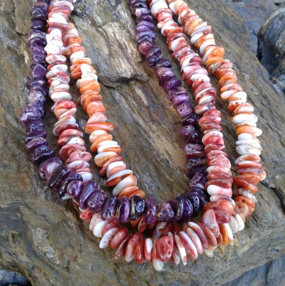 Sterling Silver 3 Shades Spiny Oyster NECKLACE - Picture 2 of 7